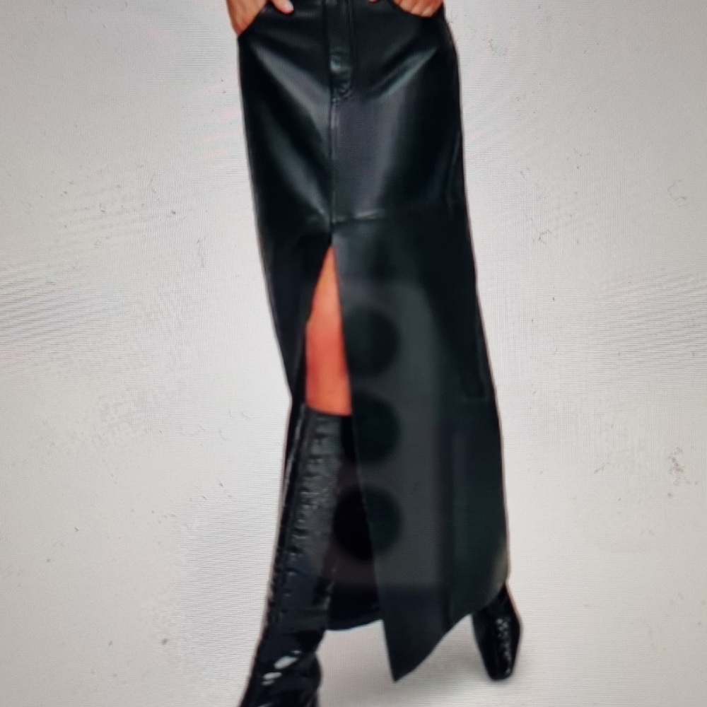 Reformation Veda Tazz Leather Maxi Skirt Size 12 - Picture 3 of 8